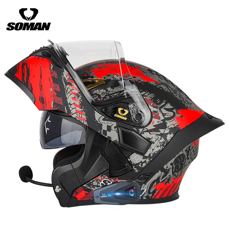 SOMAN Flip Up Motorcycle Helme - đánh giá và giá Dual Visor Motorcycle Racing Helmet