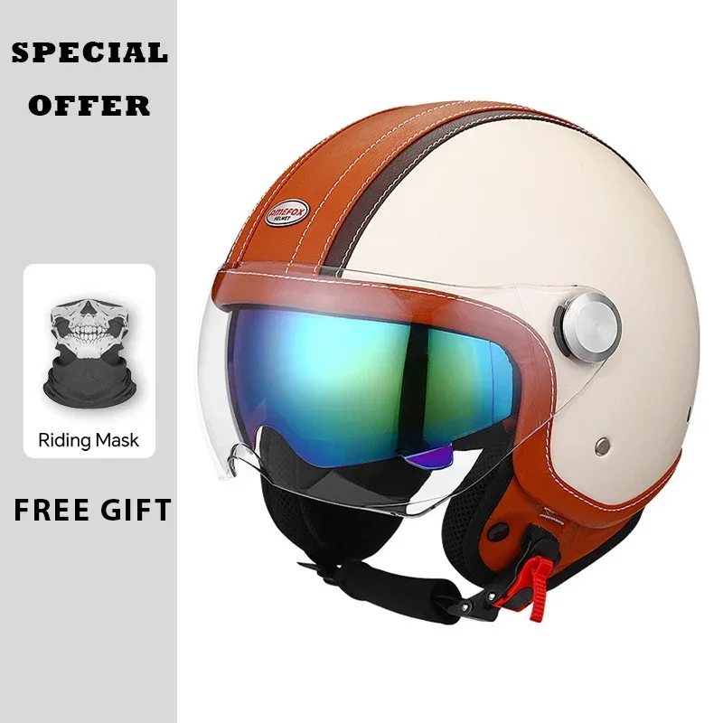 Vintage Leather Open Face Helm - đánh giá và giá Vintage Open Face Retro Helmet