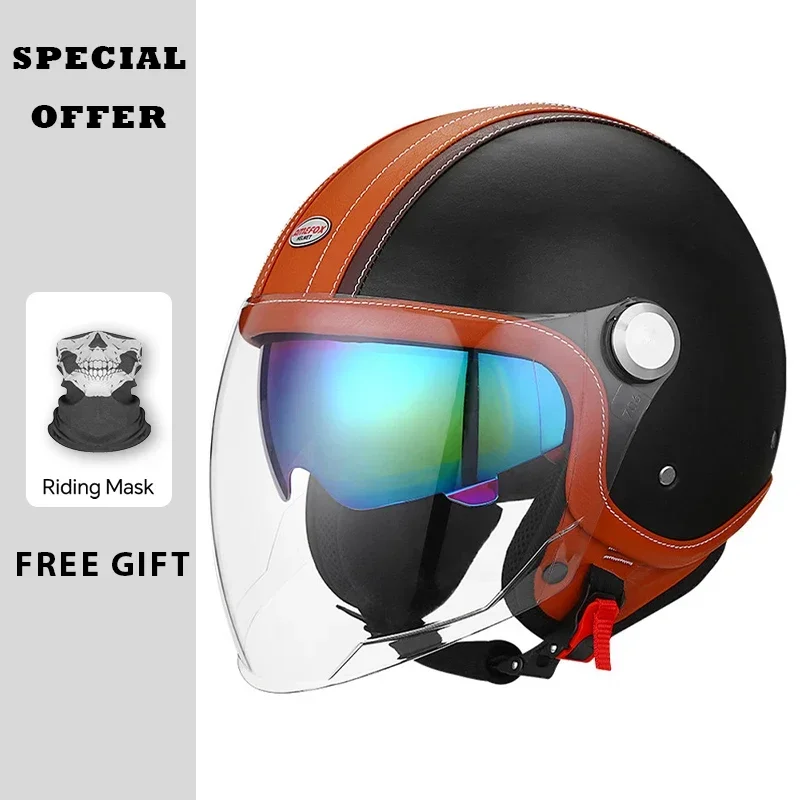 Vintage Leather Open Face Helm - đánh giá và giá Vintage Open Face Retro Helmet